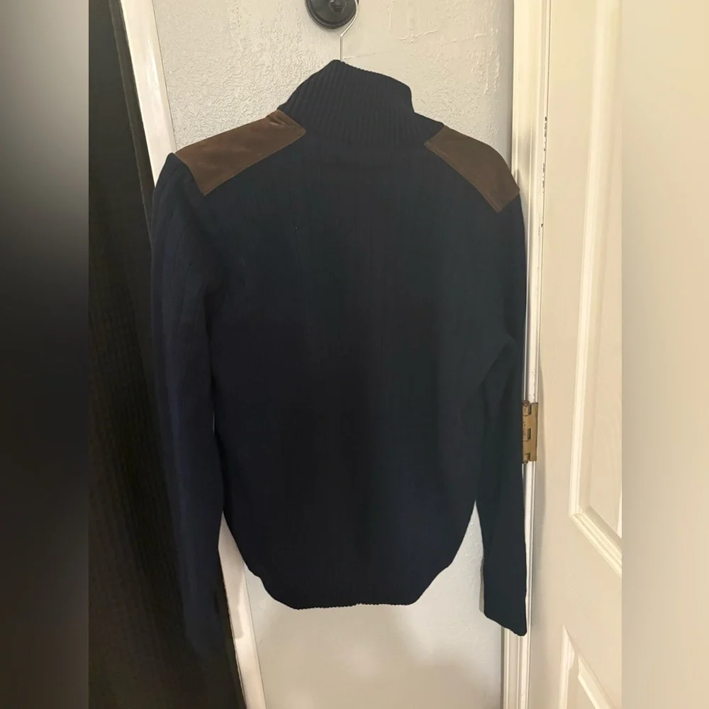 Paul & Shark Wool & Cashmere Ribbed Full Zip Cardigan Navy Medium NWT